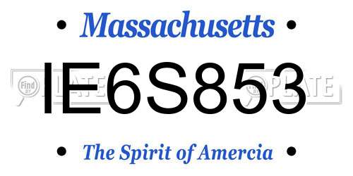 IE6S853 Massachusetts License Plate