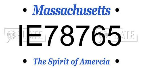 IE78765 Massachusetts License Plate