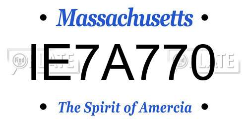 IE7A770 Massachusetts License Plate