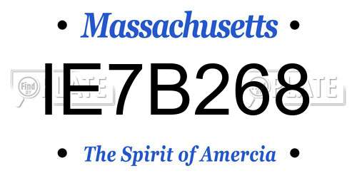 IE7B268 Massachusetts License Plate