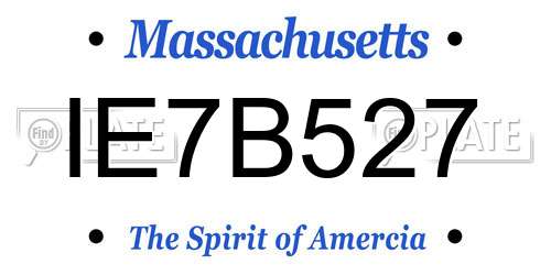IE7B527 Massachusetts License Plate