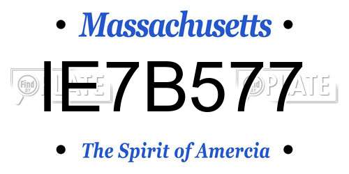 IE7B577 Massachusetts License Plate