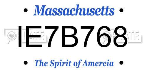 IE7B768 Massachusetts License Plate