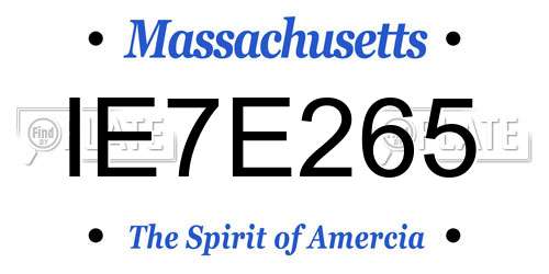 IE7E265 Massachusetts License Plate