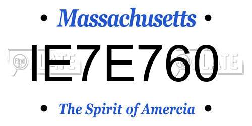 IE7E760 Massachusetts License Plate