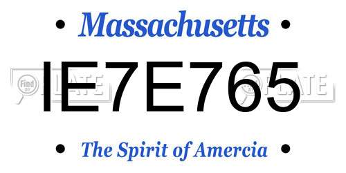 IE7E765 Massachusetts License Plate