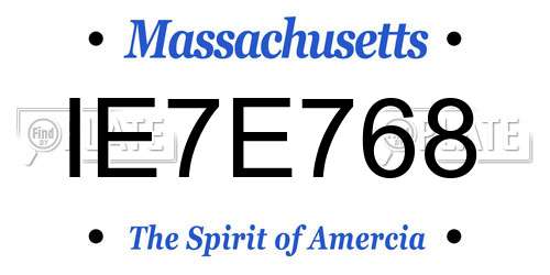 IE7E768 Massachusetts License Plate