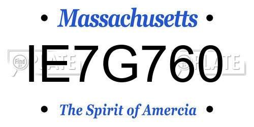 IE7G760 Massachusetts License Plate