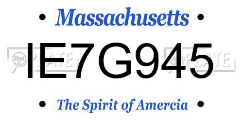 IE7G945 Massachusetts License Plate