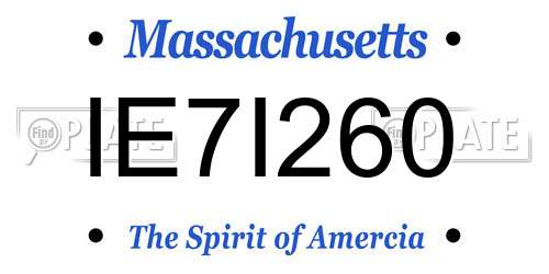 IE7I260 Massachusetts License Plate