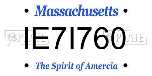 IE7I760 Massachusetts License Plate