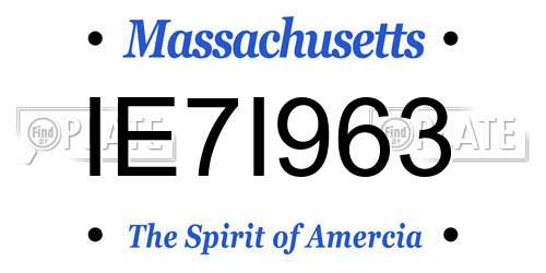IE7I963 Massachusetts License Plate