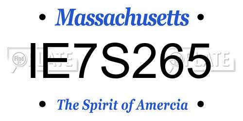 IE7S265 Massachusetts License Plate