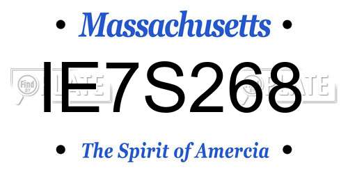 IE7S268 Massachusetts License Plate