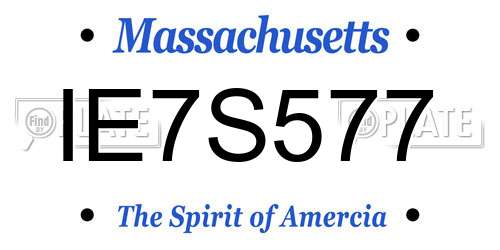 IE7S577 Massachusetts License Plate