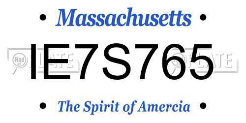 IE7S765 Massachusetts License Plate