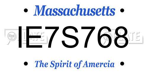IE7S768 Massachusetts License Plate
