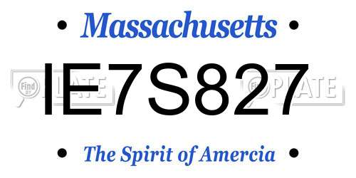 IE7S827 Massachusetts License Plate
