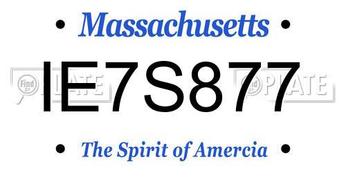 IE7S877 Massachusetts License Plate