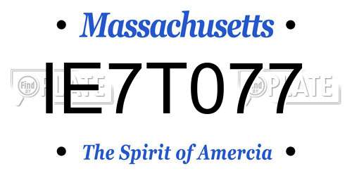 IE7T077 Massachusetts License Plate