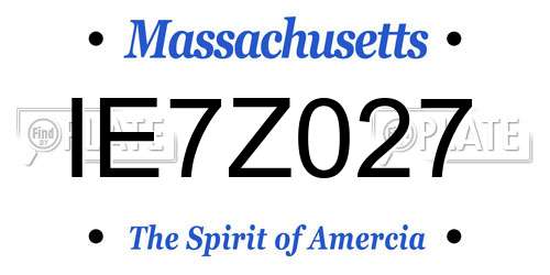 IE7Z027 Massachusetts License Plate