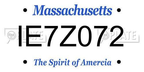 IE7Z072 Massachusetts License Plate