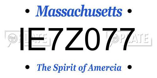 IE7Z077 Massachusetts License Plate