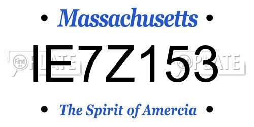 IE7Z153 Massachusetts License Plate