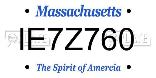 IE7Z760 Massachusetts License Plate