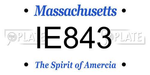 IE843 Massachusetts License Plate