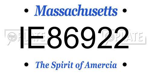 IE86922 Massachusetts License Plate