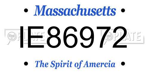 IE86972 Massachusetts License Plate