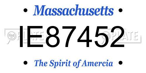 IE87452 Massachusetts License Plate