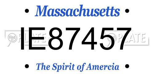 IE87457 Massachusetts License Plate