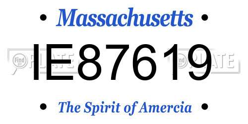 IE87619 Massachusetts License Plate