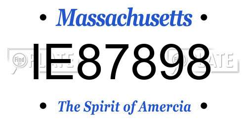 IE87898 Massachusetts License Plate