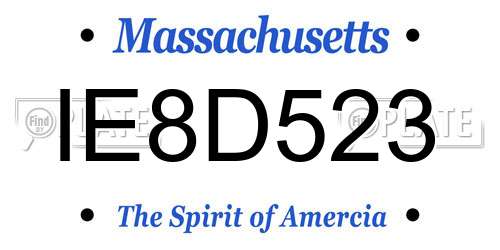 IE8D523 Massachusetts License Plate