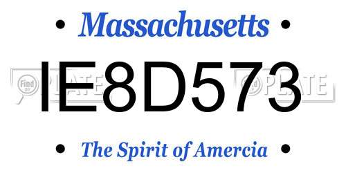 IE8D573 Massachusetts License Plate