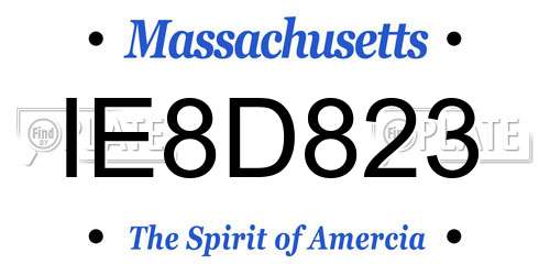 IE8D823 Massachusetts License Plate