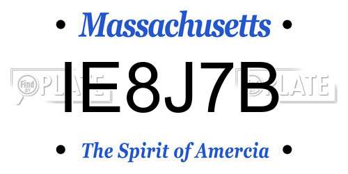 IE8J7B Massachusetts License Plate