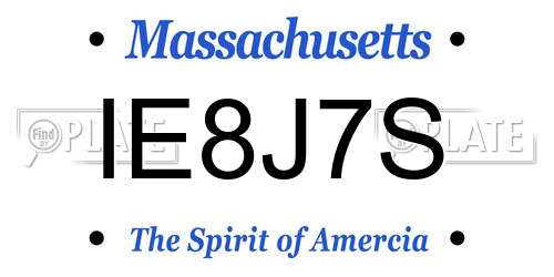 IE8J7S Massachusetts License Plate