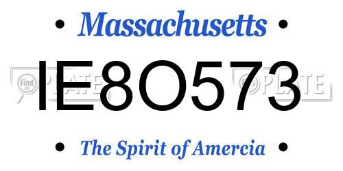 IE8O573 Massachusetts License Plate