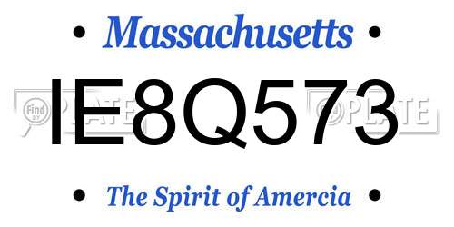 IE8Q573 Massachusetts License Plate