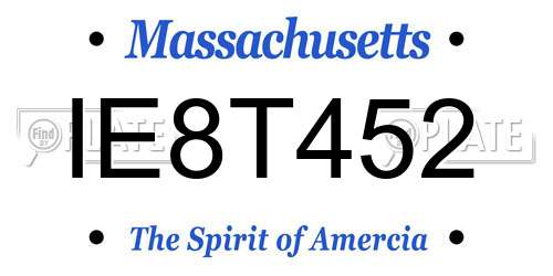 IE8T452 Massachusetts License Plate