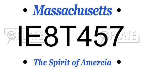 IE8T457 Massachusetts License Plate
