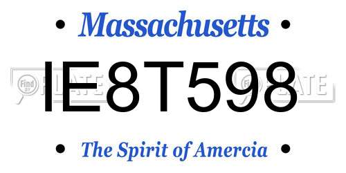 IE8T598 Massachusetts License Plate