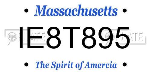 IE8T895 Massachusetts License Plate