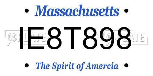 IE8T898 Massachusetts License Plate