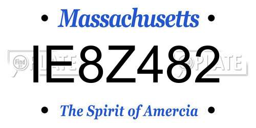 IE8Z482 Massachusetts License Plate