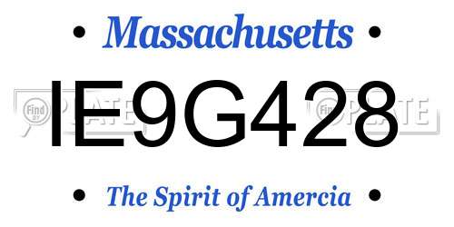 IE9G428 Massachusetts License Plate